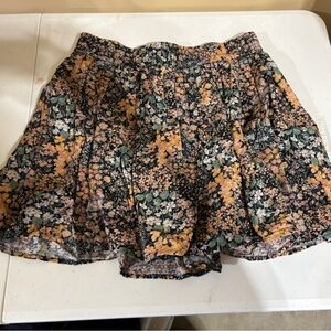 American Eagle Outfitters Floral Skater Skirt - Black and Orange